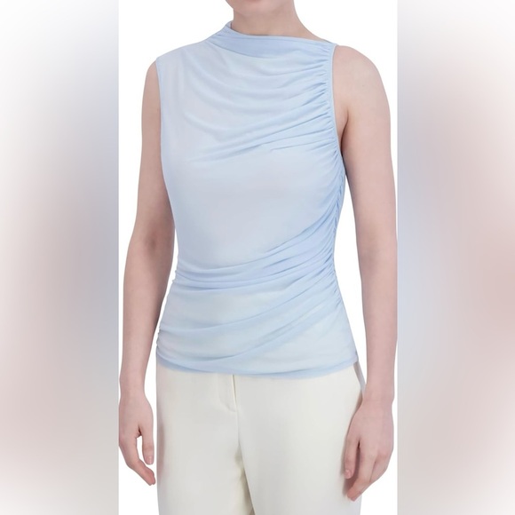 BCBGMAXAZRIA Women's Asymmetrical Neck Short Dolman Sleeves Pullover Drape Top - Picture 2 of 4